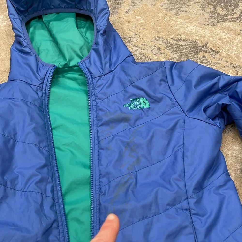 The North Face Girls Youth Jacket M 10/12 Reversible Quilted Hooded Full Zip